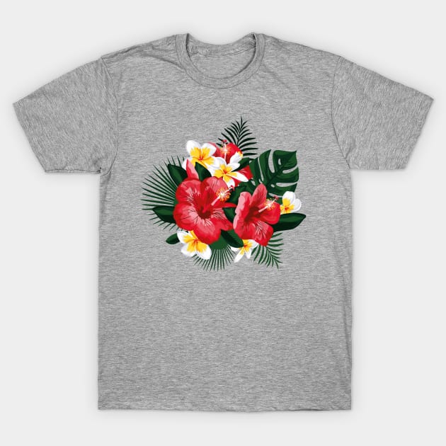 Tropical Flowers. Hibiscus and Plumeria T-Shirt by lents